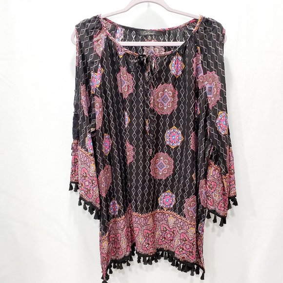 Calessa Tops - Calessa Boho Cold Shoulder Top P227